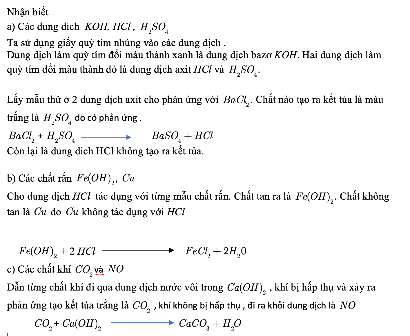 Phản ứng giữa KOH và HCl